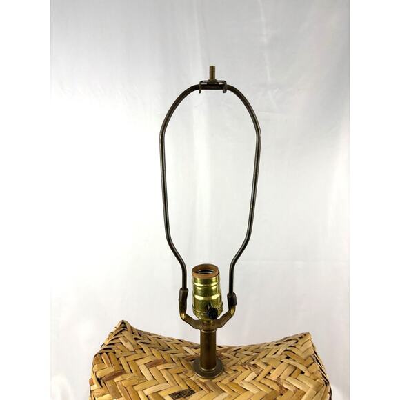 Vintage Woven Rattan Table Lamp Base Only 1980's Boho - Picture 13 of 13